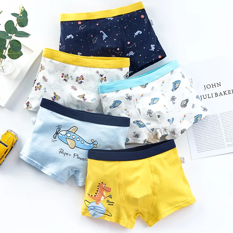 

Комплект из 5 хлопковых нижнего белья для мальчиков, мягкие удобные трусы-боксеры с героями мультфильмов для малышей, детей, молодежи