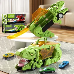 Dinosaur Truck Toy for Kids Dinosaur Toy Set with 6 Alloy Cars Dinosaur Truck Toy,Transforming Transport Carrier Truck Track