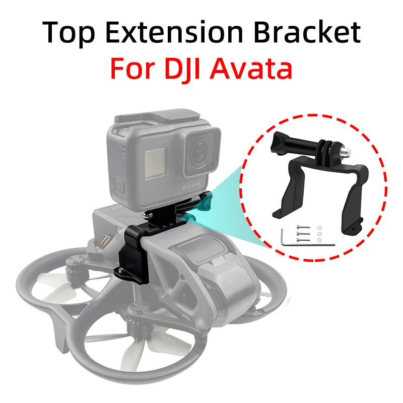 For DJI Avata Drone Top Extension Bracket GoPro Port Sport Camera Fill-in Light Adapter Mount Fixing Holder Retrofit Accessories