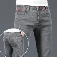 Men's Cotton Business Casual Slim Jeans 10 2024 New Men's Cotton Business Casual Skinny Jeans Trendy Fashionable Stretch Straight Slim Denim Trousers Male Blue Grey 4