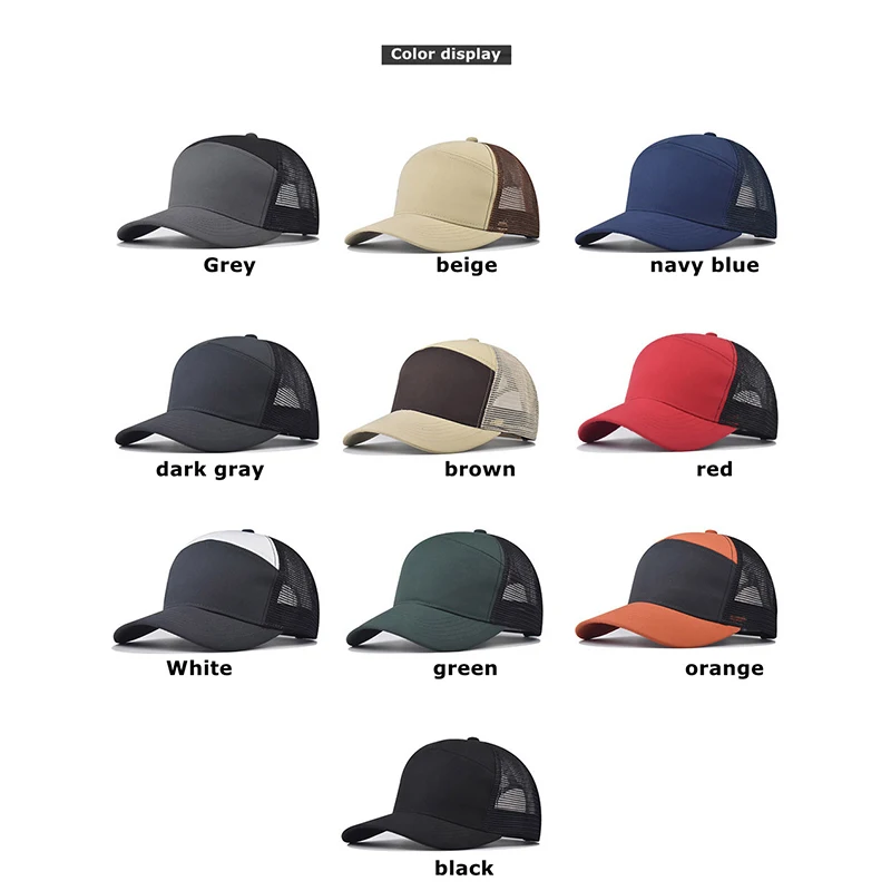 Custom Logo Blank Mesh Trucker Cap Slightly Curved Brim Breathable Outdoor Mountaineering Adjustable Unisex Daily Sun Visor Hat