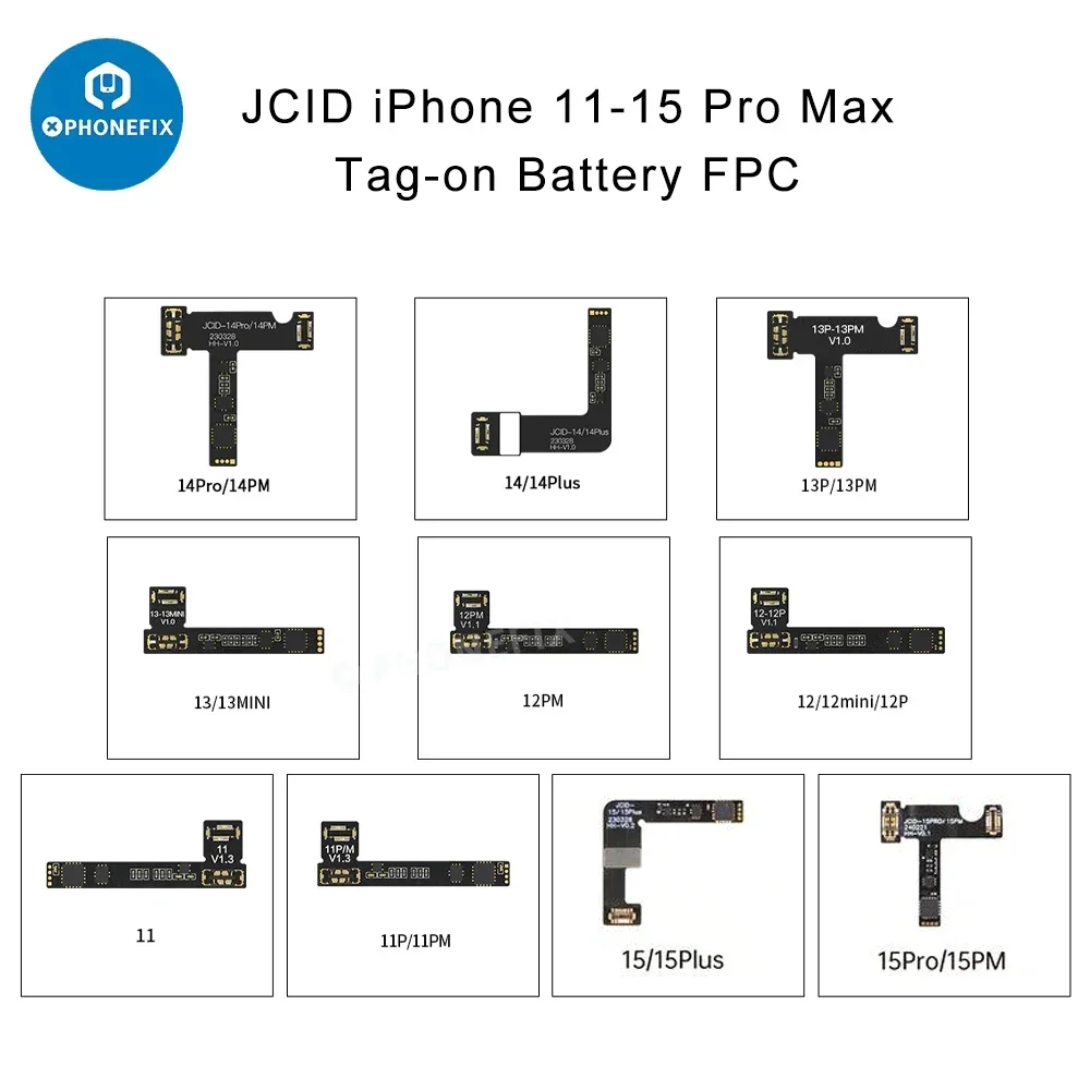 Jc v1se placa de reparo de bateria cabo flexível para iphone 11-15pro max programador de reparo bateria ler escrever remover erro aviso de saúde