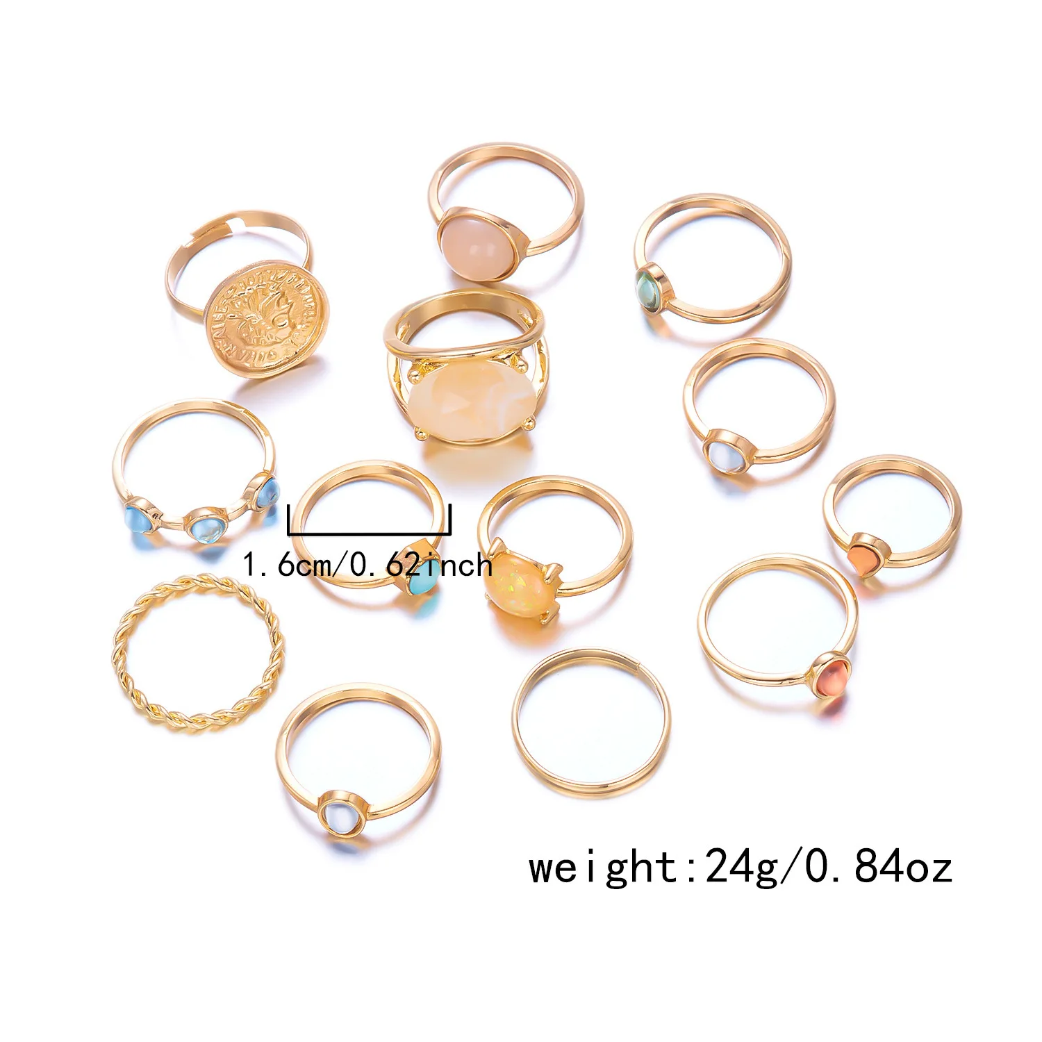 مجموعة خواتم مبالغ فيها شخصية زهرة الحمم البركانية الإغاثة صورة اللؤلؤ الإبداعية هندسية غير النظامية مزيج خواتم #6