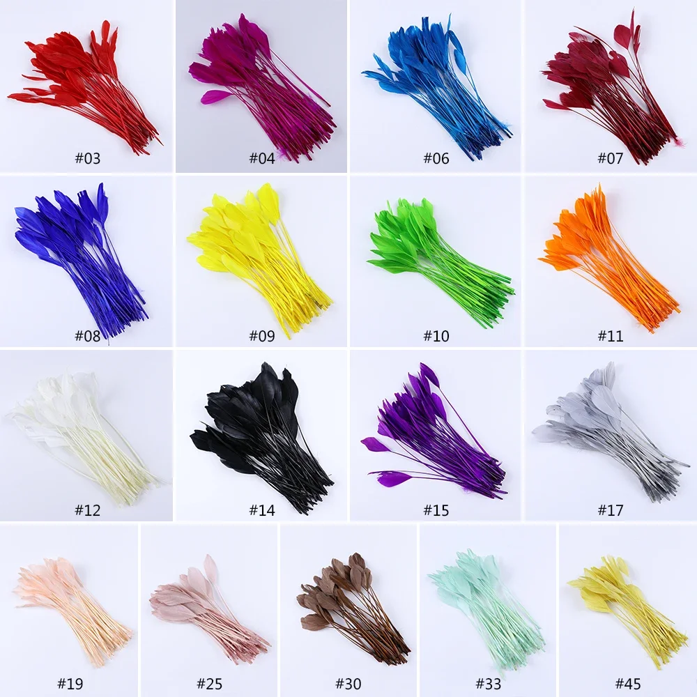 50 Stuk/zak Lange Ganzenveren Gestript Coque Modevak Veren Fascinators Hoeden Passementen Gekleurde Handwerk Accessoires