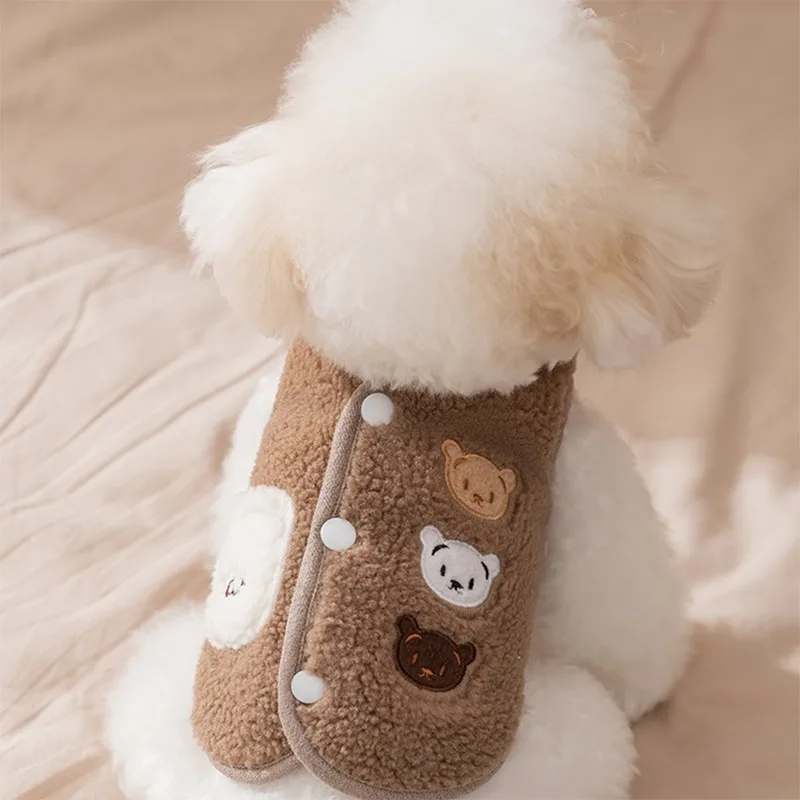 

Fleece Dog Coat Puppy Winter Clothes Thin Cardigan Vest Chihuahua Bichon Costume Plush Warm Dog Coat Jacket Luxury Dog Clothing