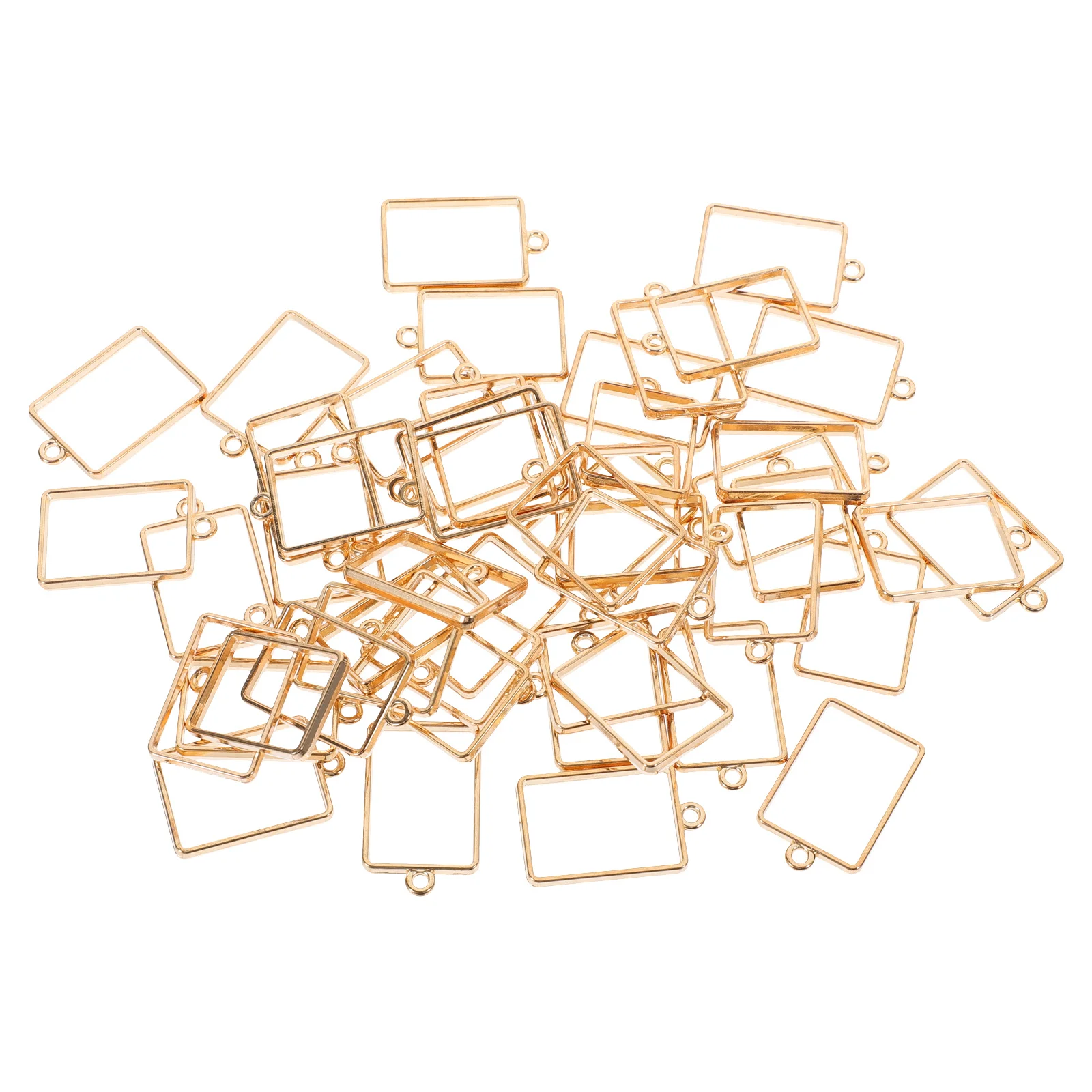 

50Pcs Open Bezel Pendants Resin Jewelry Making Supplies Small Alloy Hollowed Frame Charms for DIY Bracelets Necklaces