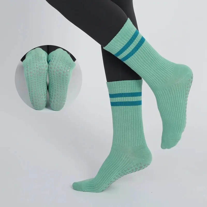 

Женские носки для пилатеса средней длины, дышащие, противоскользящие, хлопковые, для йоги, балета, танцев, эластичные, для фитнеса и спорта