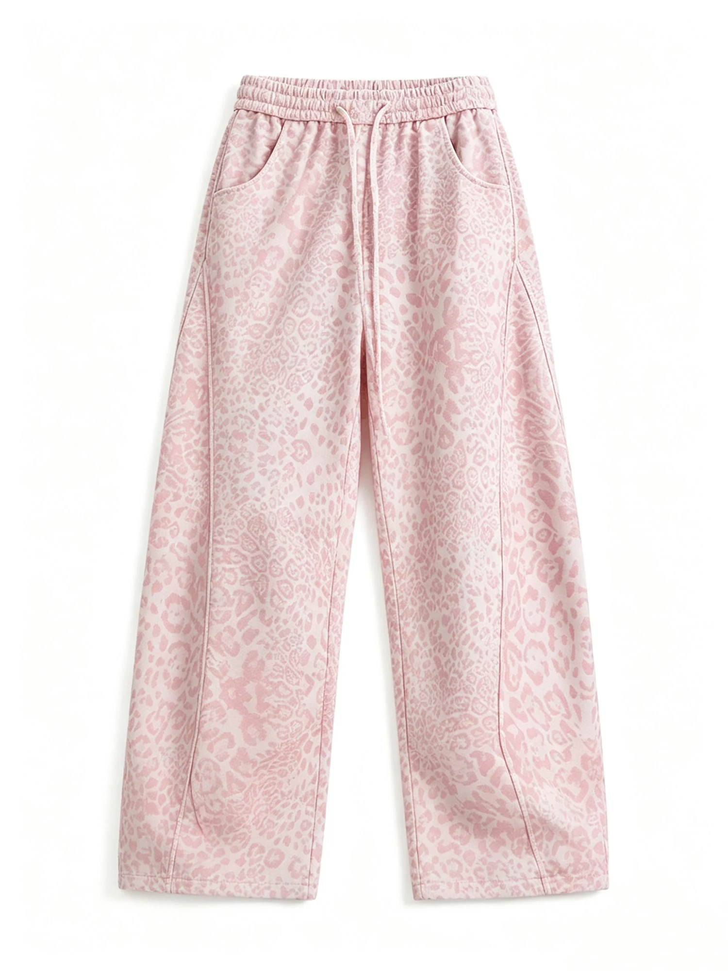 Women's Pink Leopard Print Wide Leg Baggy Pants Y2k Vintage Grunge Hiphop Oversize Pants Loose Retro Casual Trousers for Women