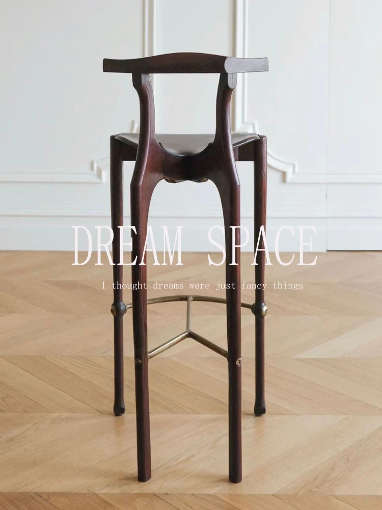 Medieval solid wood bar chair