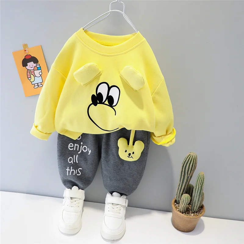 2023 New Clothing Set Sweater+Pants 2Pcs For Girls Boys Outfit Cotton Warm Costume Winter Children Clothes Suit 1-4Y