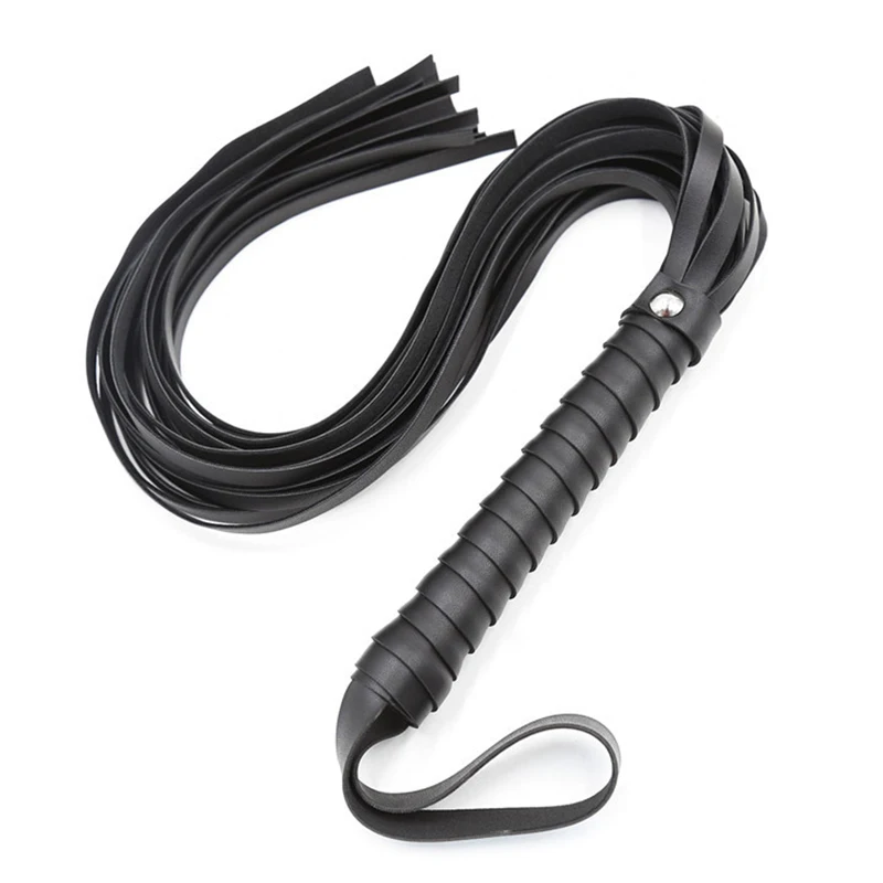 64cm kulit Rivet Handle PU rumbai horsehip naik Crop Flogger dayung Slapper pelatihan kuda cambuk