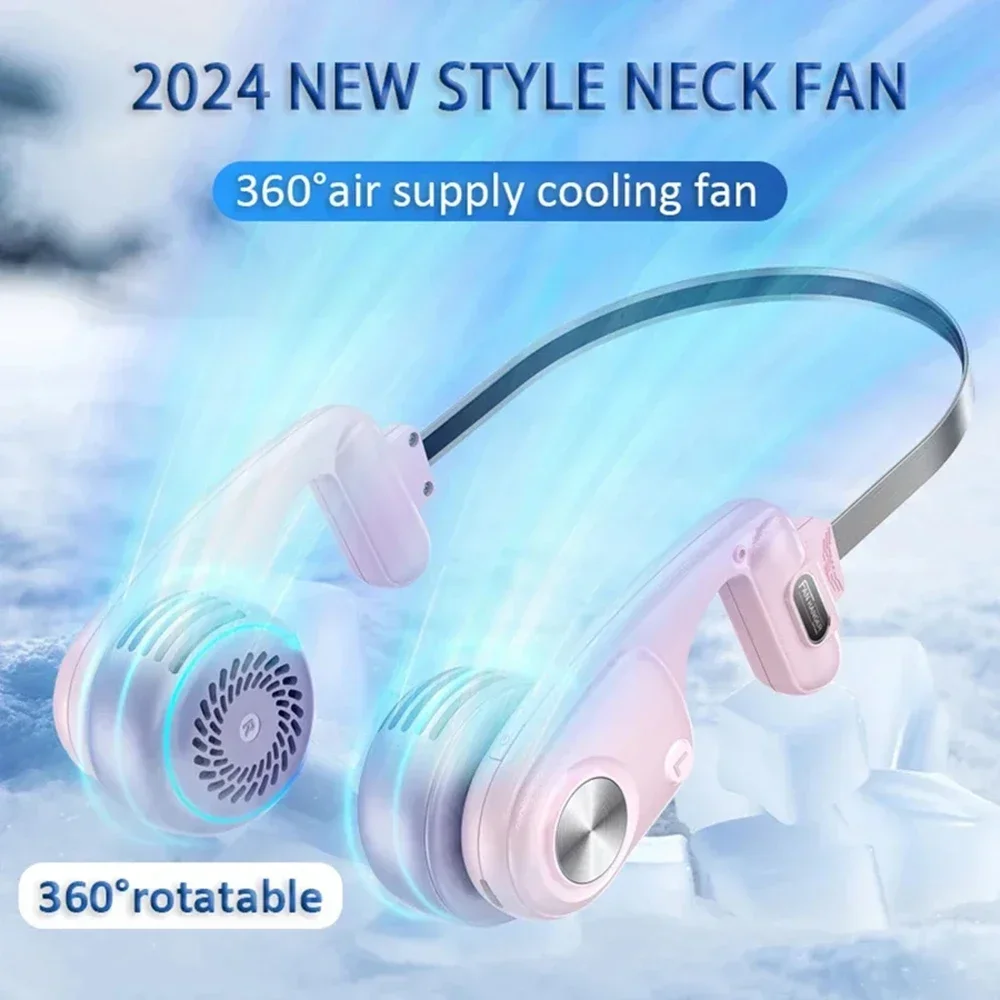 

2024 New Style 360° Rotatable Portable Air Conditioner Wearable Neck Fan Bladeless Fan Portable with 5 Gears Hanging Neck Fan