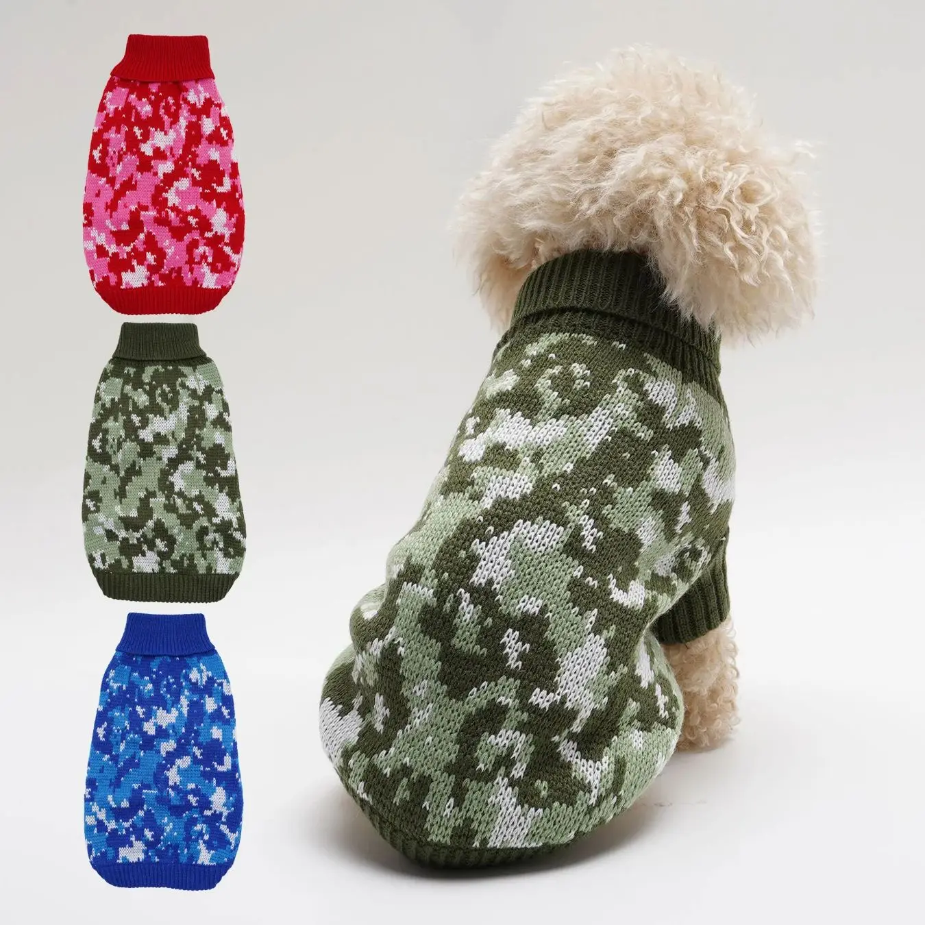 3 Pack Pet Clothes Camouflage Collar Comfortable High Elastic Autumn Winter New Style Bobblehead Dog Cat Sweater