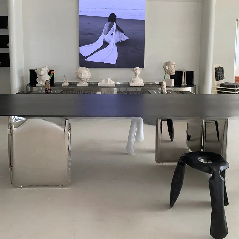 Centerpiece Unique Luxury Table Kitchen Metal Italian Modern Dining Table Restaurant Black Design Mesas De Jantar Furniture