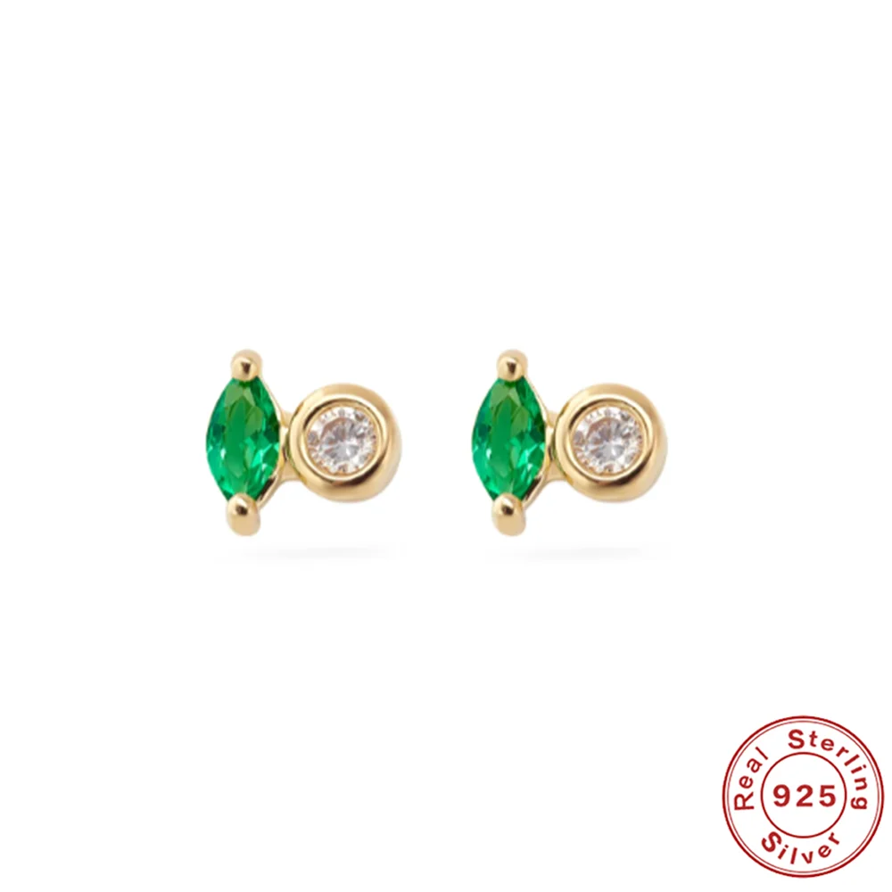 

Pendientes Plata 925 Sterling Silver Piercing Earrings INS Simple Green Oval Zircon Stud Earring For Women Modern Jewelry