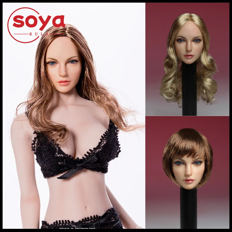 سوبر داك SDH005 1/6 زرع الشعر الأوروبي الأمريكي الجمال رئيس نحت نموذج صالح 12 "أنثى الجندي عمل الشكل الجسم #1