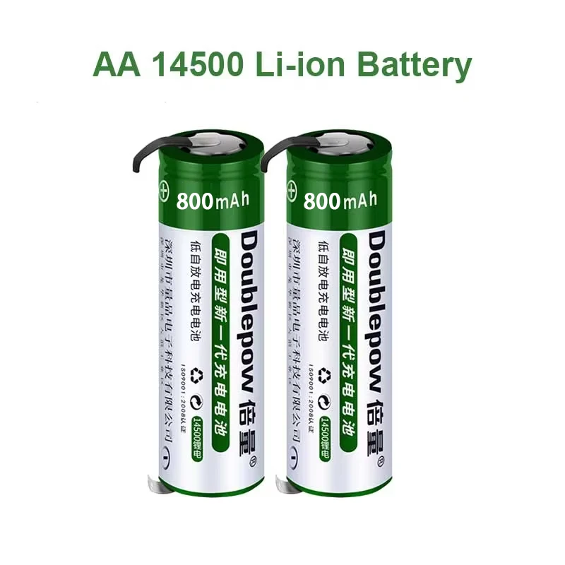 Baterías recargables AA de 3,7 V, 14500 y 800mAh, con lengüetas de soldadura para afeitadora de cepillo de dientes eléctrico Braun Philips