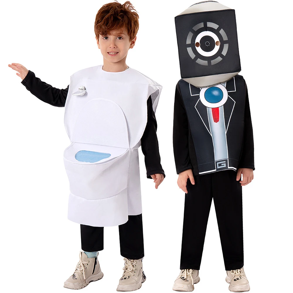 Child TV Speaker Man Cosplay Costume Jumpsuit Halloween Dress Up Titan Skibidi Toilet Costume for Kids