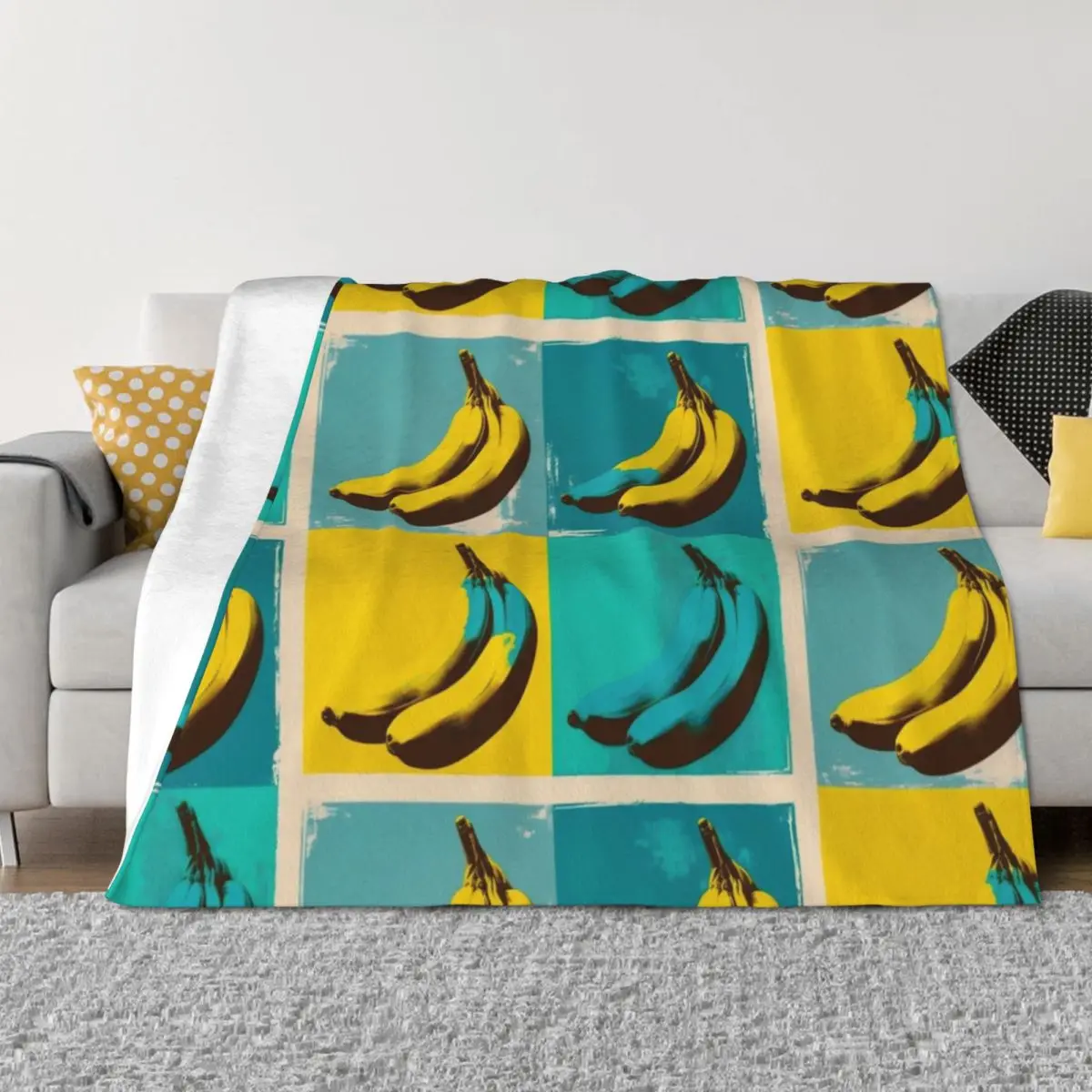 

Pop Art screen print of bananas in the style of Andy Warhol Throw Blanket Soft Big Giant Sofa Thermals For Travel Blankets