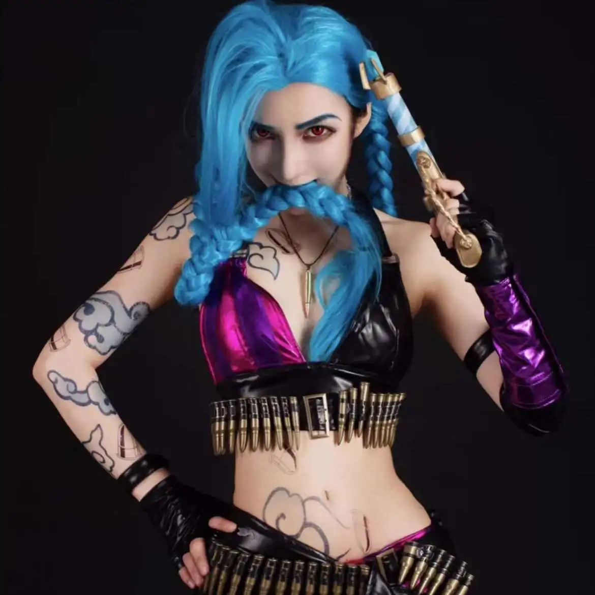 

Japan Cos Jinx Rampage Loli Cos Costume Lol Jinx Cosplay Full Set Of Costumes