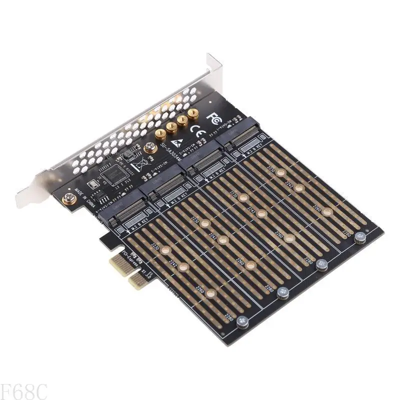 F68C PCIE 1x إلى 4 منفذ لـ M.2 B لبطاقة تمدد SSD الرئيسية لـ A MINING PCI-E لـ Express to NGFF ATA SSD RISER