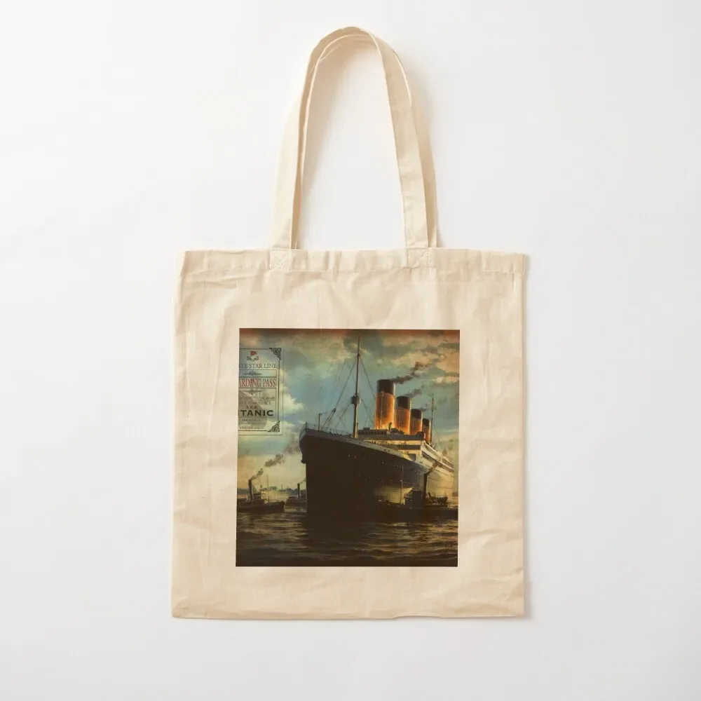 

Vintage Titanic Ship with Boarding Pass Tote Bag tote bag men bag luxury women