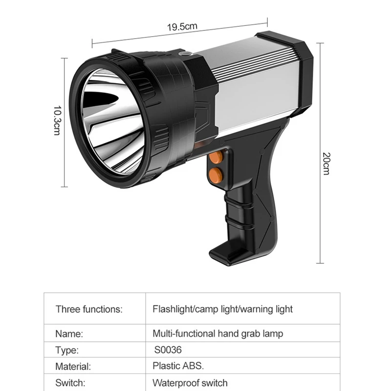 Superbright Spotlight Handheld Flashlight Rechargeable 18650 Battery Included 3 Mode Light USB Power Charger