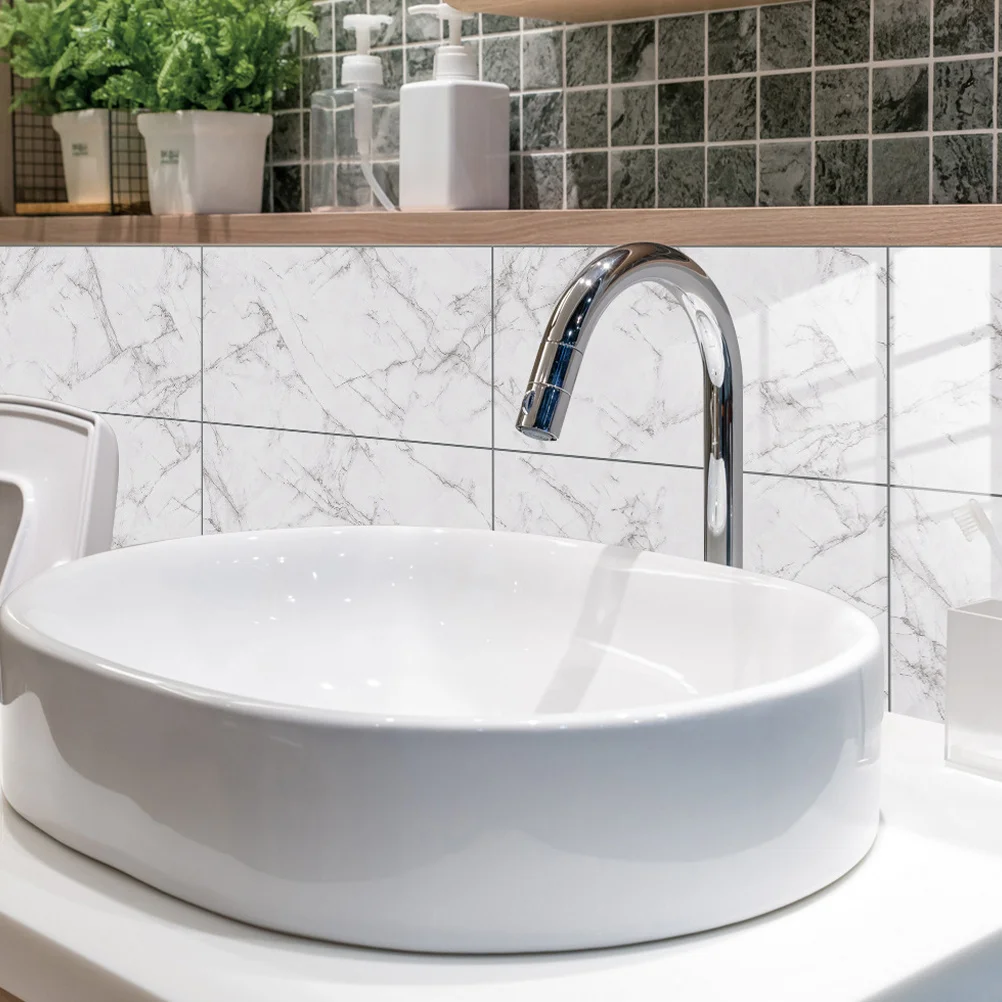 

8pcs Marble Pattern Stickers Crystal Film Tiles Removable Wallpaper Kitchen Decor Peel Stick Home Bar Bedroom Bath Tile Decals