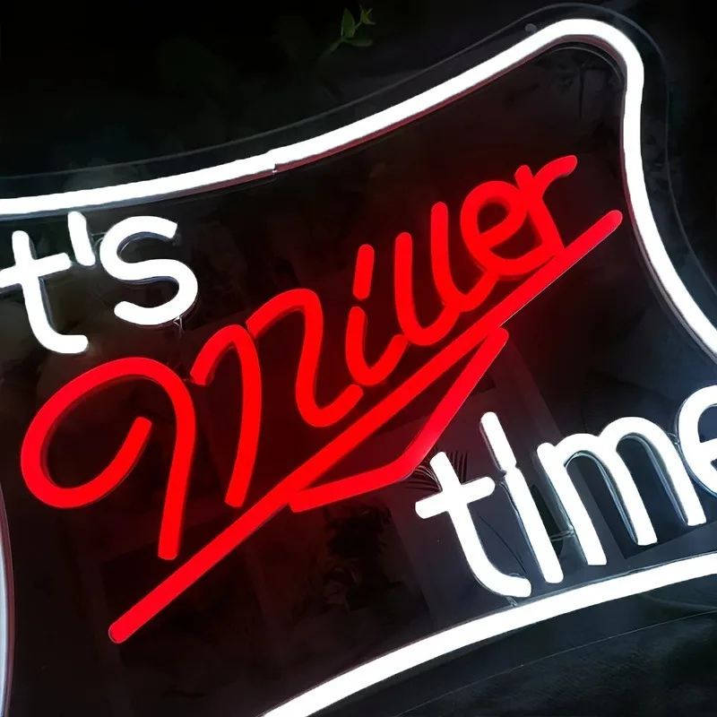 'It's Miller Time' LED Neon Neon Signs Light Signs Custom Personalized Neon Lights for Home Beer Bar Bedroom Cafe Recreation Roo