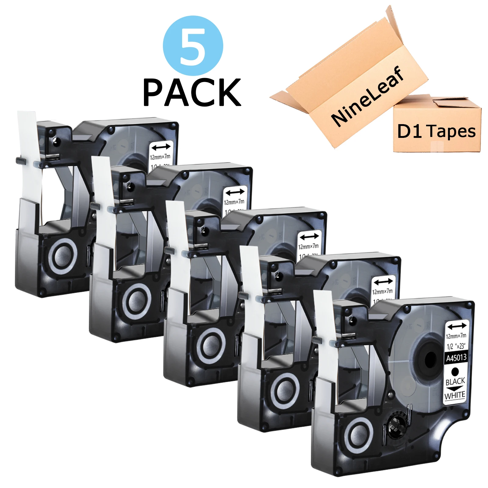 5PK 6/9/12/19/24mm Label For Dymo D1 45013 45010 45018 45803 Label Tape 45023 45024 for Dymo LabelManager 160 280 Label Printers