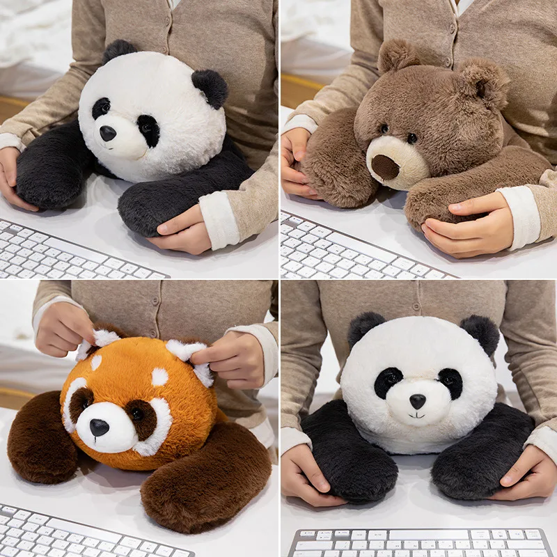 

Kawaii Bear Red Panda Raccoon Lying Plush Pillow Cute Stuffed Animals Plushies Cushion Soft Sleeping Dolls Toys Home Decor Gifts