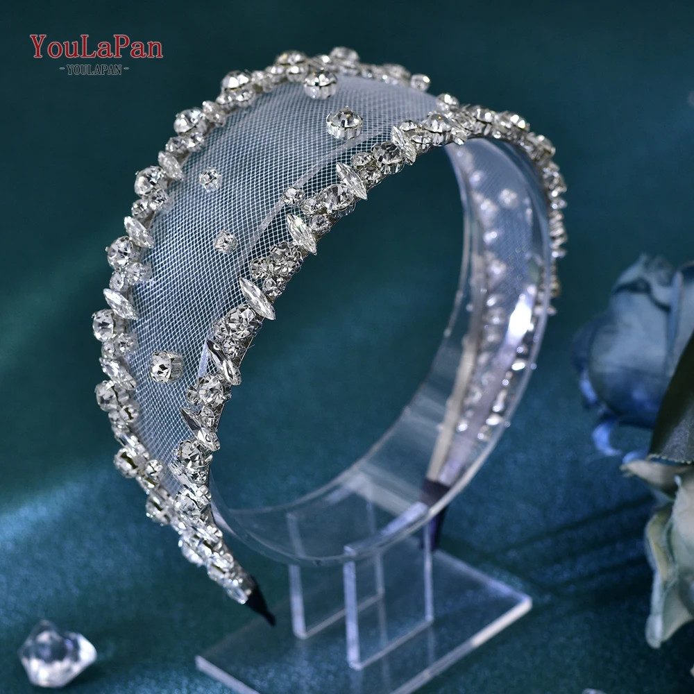 YouLaPan-Diadema para el pelo con diamantes de imitación para mujer, tocado elegante de Color plateado para novia, adornos para fiesta, HP650