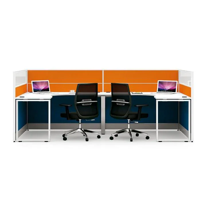 Metal Wood Structure Working Desk Staff Office Table With Screen