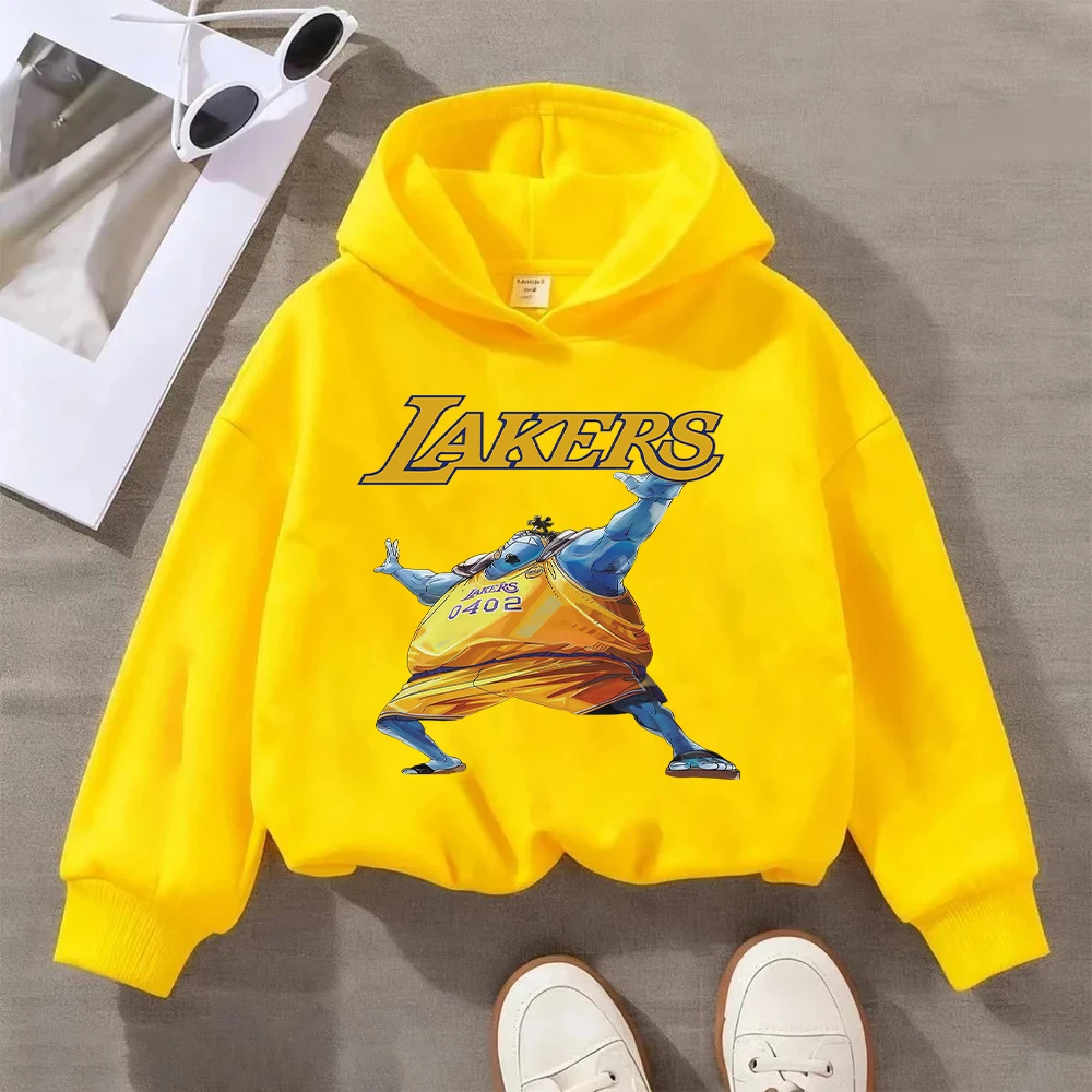 Sudadera con capucha para niños con estampado de ONE PIECE Nami Lakers, sudadera informal con temática de anime para niños y niñas, jersey de algodón cómodo para niños