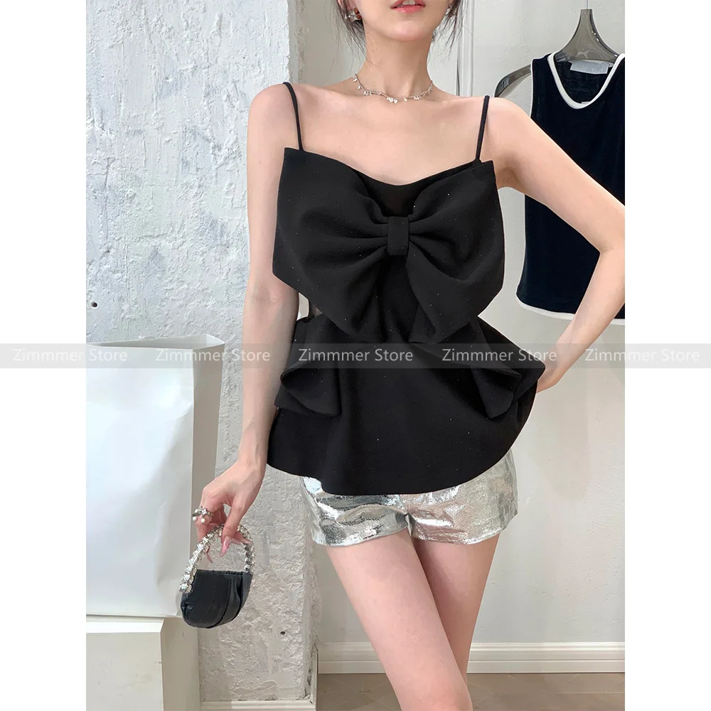 

Pure desire wind mesh hollowed out waist design three-dimensional bow hot diamonds camisole undershirt female