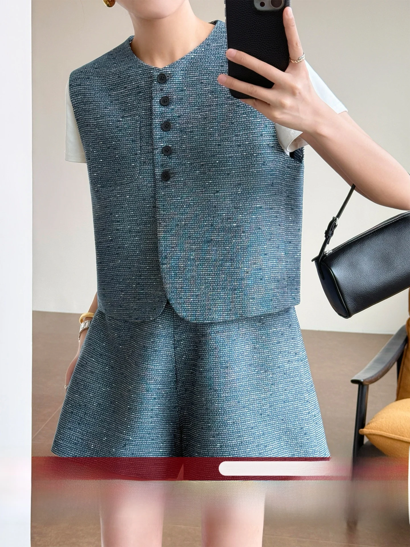 

WANGER Mandala Set High nce Mixed Color Flower Pattern Single Button Small Fraance Sle Vest Skirt Pants Set
