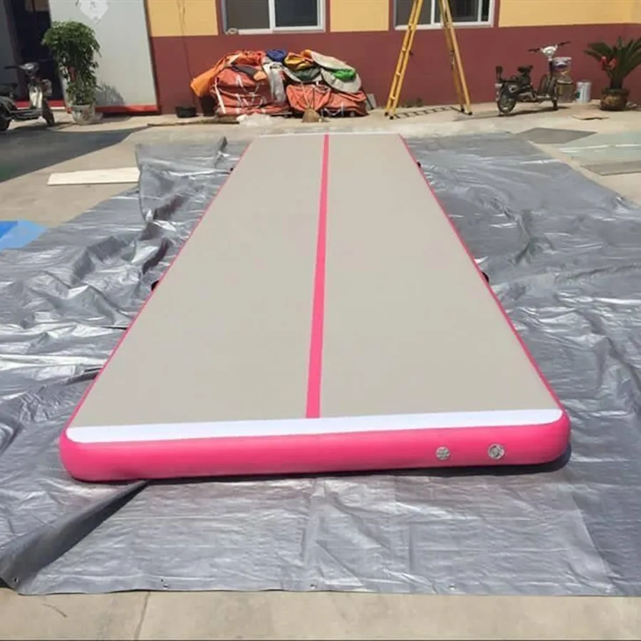 Free Shipping 4x1x0.1m Pink Inflatable Gymnastics Mattress Gym Tumble Airtrack Floor Tumbling Air Track For Sale