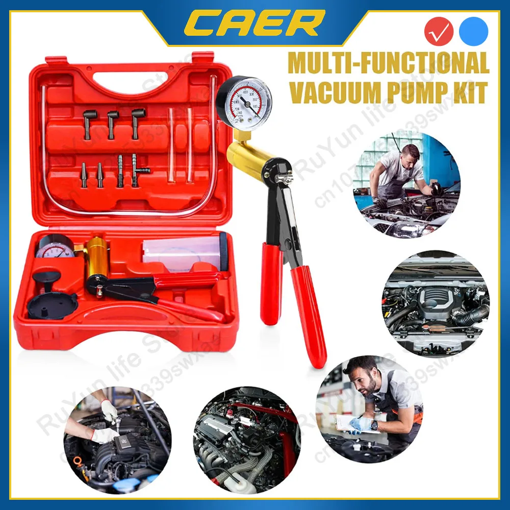 

Комплект для прокачки тормозов 2 в 1, набор для проверки ручного вакуумного насоса для автомобильной промышленности с защищенным чехлом, система прокачки тормозной муфты одной человека