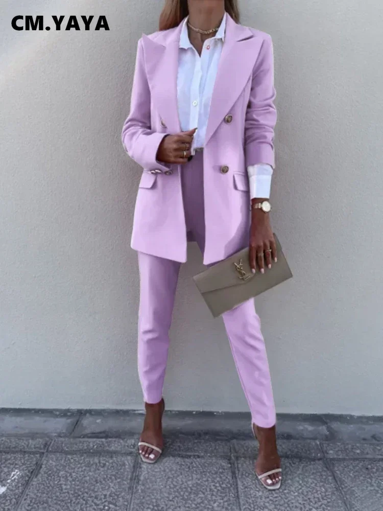 FANAN Elegant Women Pants Suit and Long Sleeve Blazer Matching Set Office Lady Streetwear Chic Two 2 Piece Set 2022 Outfits