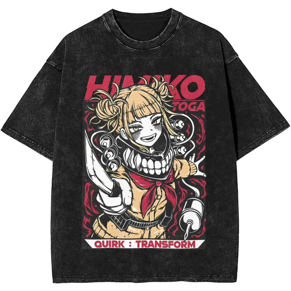Japan Anime My Hero Academia Himiko Toga Graphic T-shirt Men Cotton Tshirts Vintage Washed Tee Harajuku Male Manga T Shirt