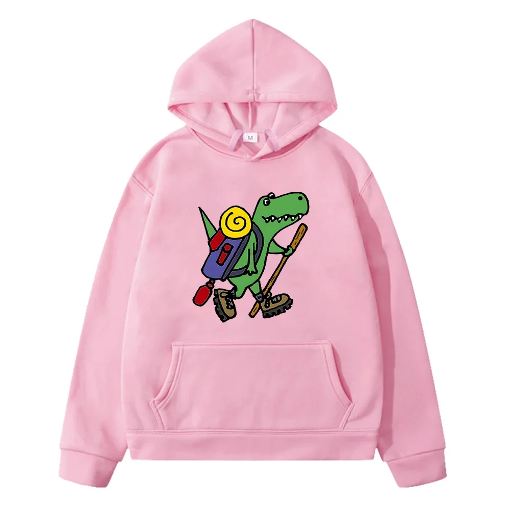 Rex Dinosaur Hiker Graphic Hoodies Autumn Winter Long Sleeve Children Sweatshirts Comfortable Casual Boys and Girls Pullovers