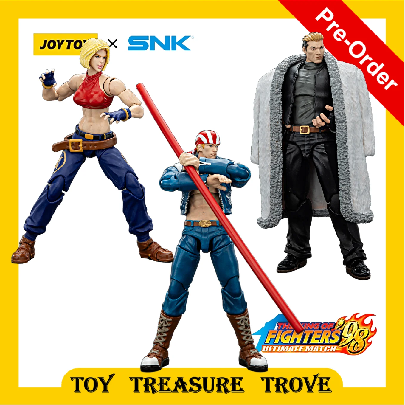 

[Pre Order] JOYTOY SNK 1/18 Action Figures KOF '98UM '97 Special Team Ryuji Yamazaki Billy Kane Blue Mary 3pcs Model Toy Gift