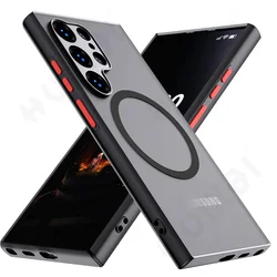 Luxury Magnetic Wireless Charge Magsafe Case For Samsung S24 S23 S22 S25 Ultra FE A54 A34 Soft Magnetic Bumper Shockproof Cover