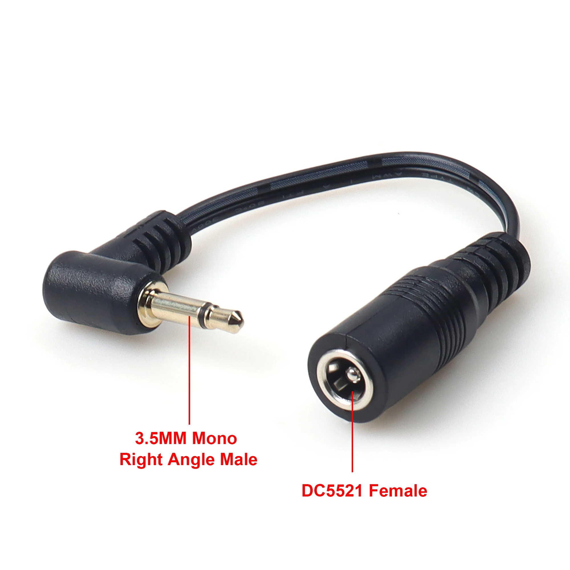 

5.5x2.1mm DC Female Power Jack to 3.5mm Mono Male/90 Degree Male Connector Power Cord for Audio Equipment LED