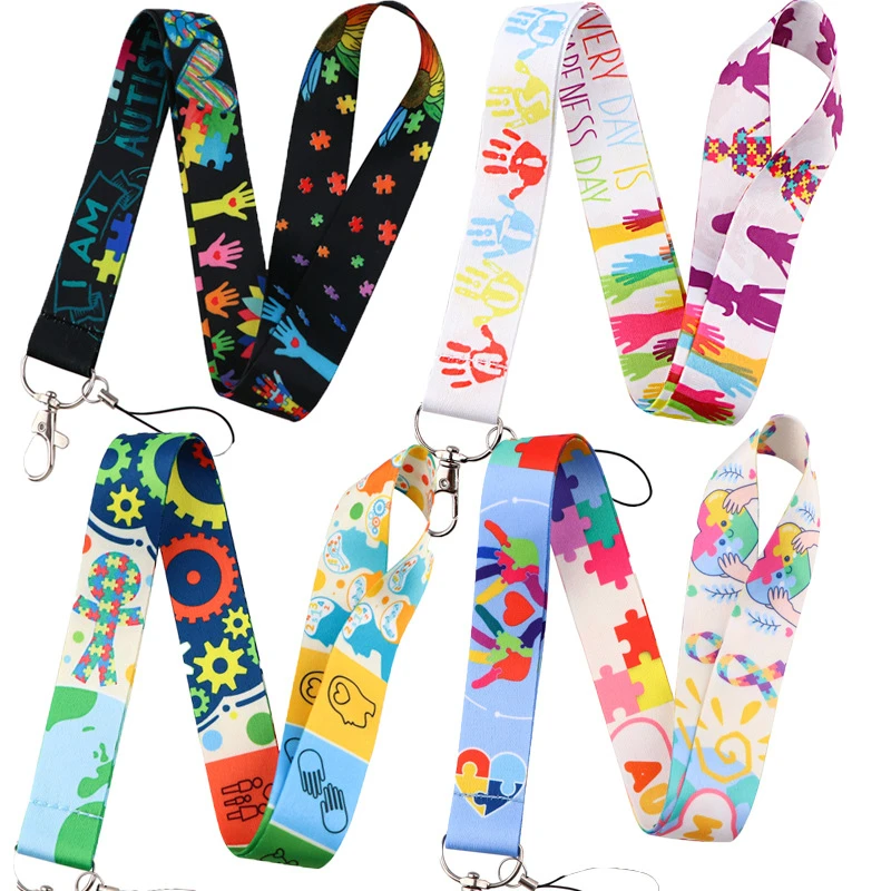 Autism Maze Art Cartoon Anime Fashion Lanyards Bus ID Name Work Card Holder Accessories Decorations Kids Gifts