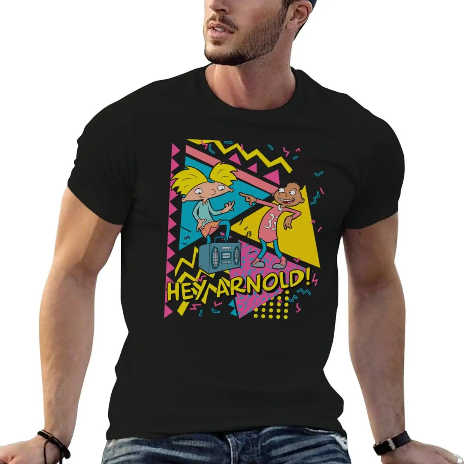 

Hey Arnold! Gerald Best Friends Boombox T-Shirt men t shirt cotton 100% t shirts for man graphic vintage T-Shirt
