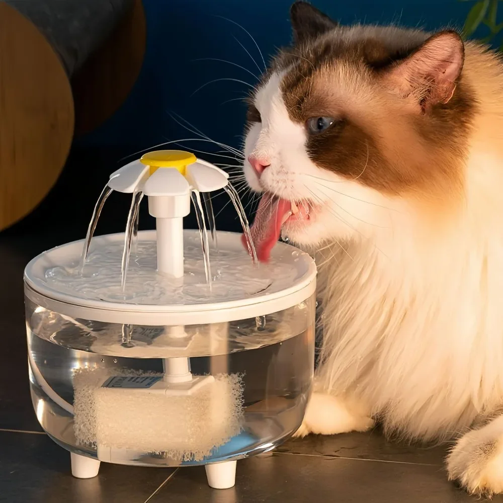 Pet Water Dispenser with Automatic Circulation Filtration and Large Capacity Cat Flower Fountain Water Purifier