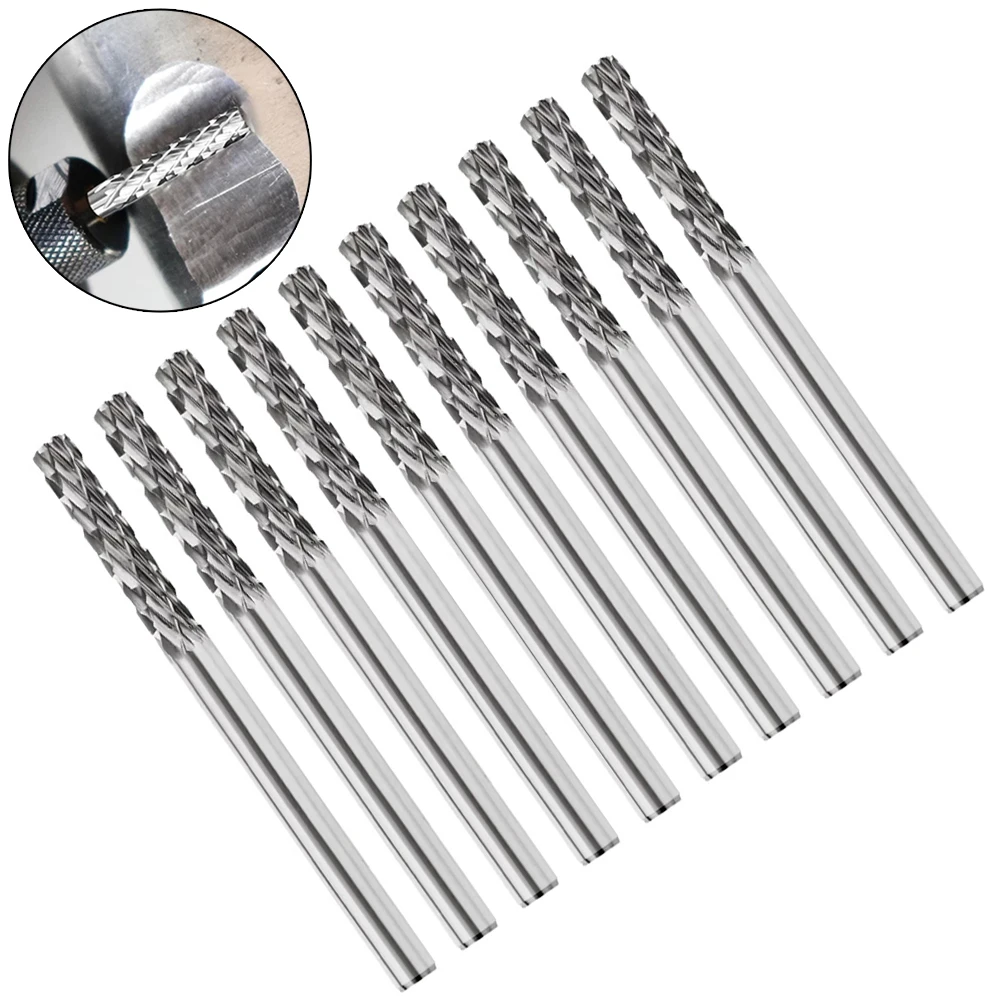 10 PCS 3mm Shank Double Cut Tungsten Carbide Rotary File Set Alloy Milling Cutter For Rotary Tool Rotary Files