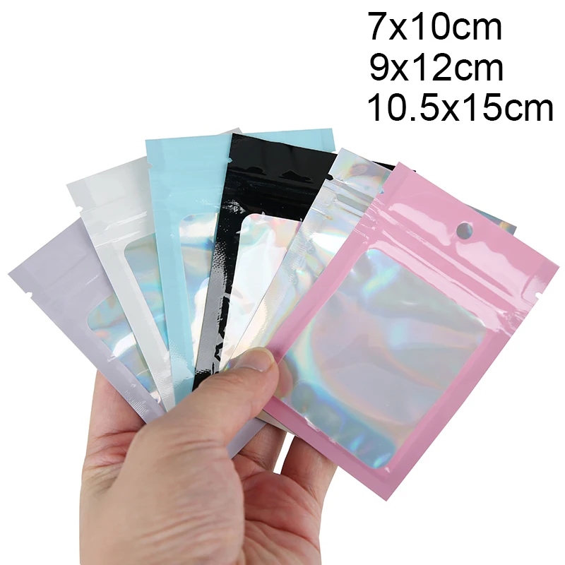 50 قطعة الملونة قوية زيبلوك الحقيبة البلاستيكية الذاتي ختم الكيس البريدي سستة قفل أكياس أساور قلادة خاتم تغليف المجوهرات #1