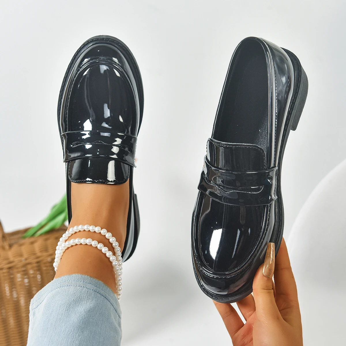 Damen-Flachschuhe im britischen Stil, JK-Leder-Schuhe, Sommer-Damen-Loafer, Neu 2026, französische runde Zehenpartie, Büroschuhe für Damen – Detail 14